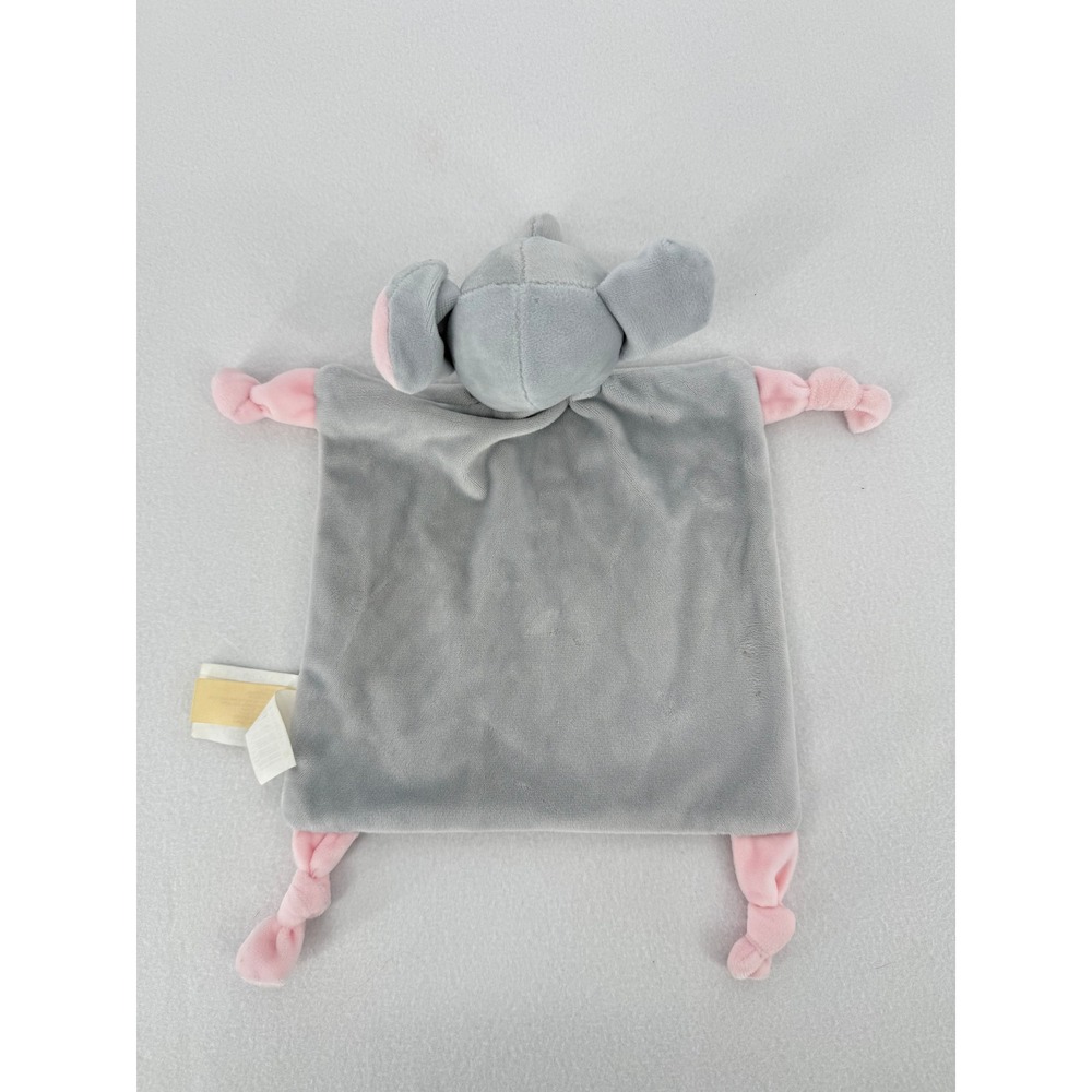 Dan Dee Baby Lovey Security Blanket Elephant Gray Pink Bow Plush Knotted‎ Rattle
